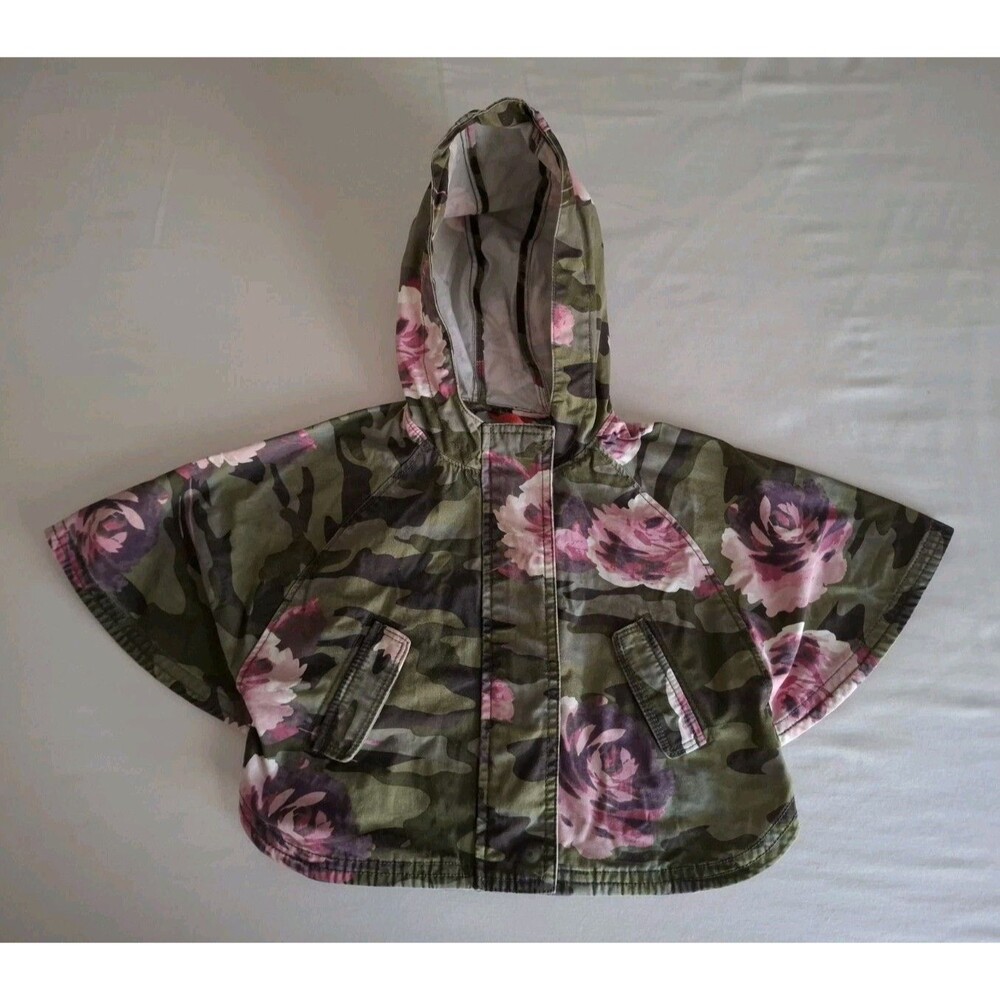 Gap Baby Girls Toddler 18-24M Camo Floral Hooded Poncho Parka Jacket Adorable